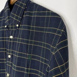 Ralph Lauren Shirt Mens XL Blue Green Plaid Button Down Long Sleeve Cotton